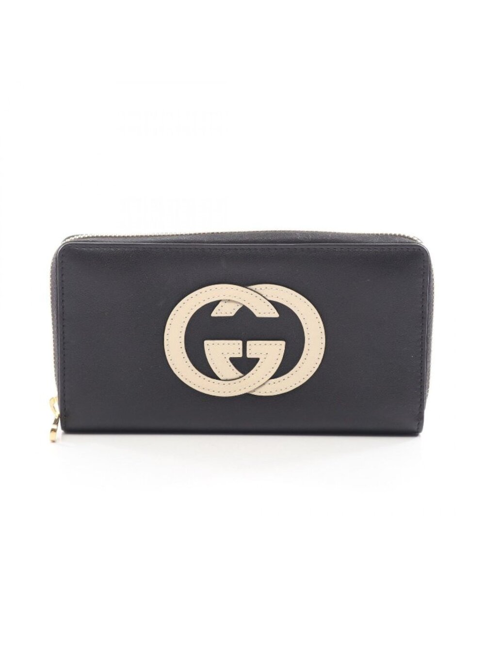 Gucci Round Wallet Basket Black Ivory Leather